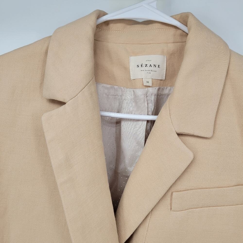Sezane Paris Michele Jacket Blazer in a Pale Yellow Mottled Ecru Size 38 Medium - Picture 11 of 16